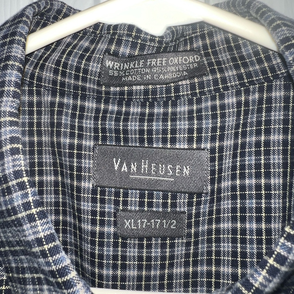 Van Heusen Navy Plaid Oxford Shirt